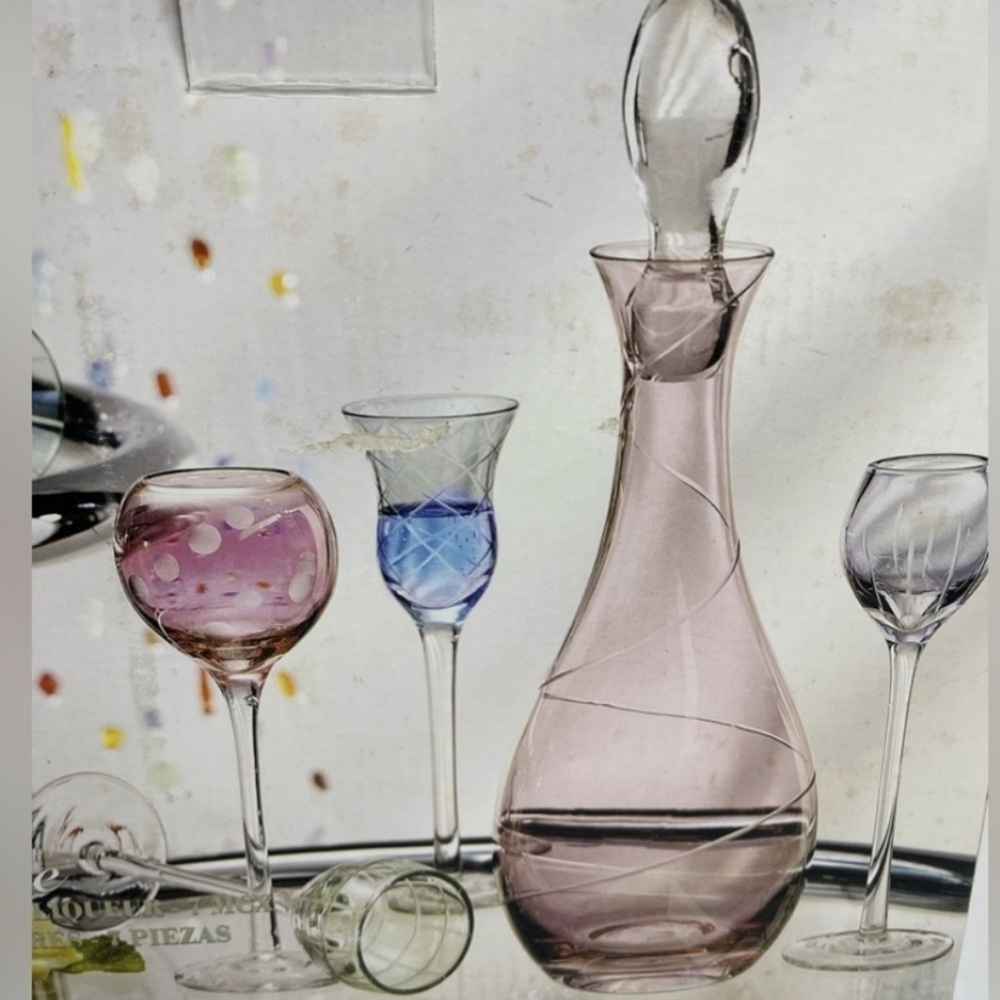 Crystal Decanter Set with Mini Stemwear